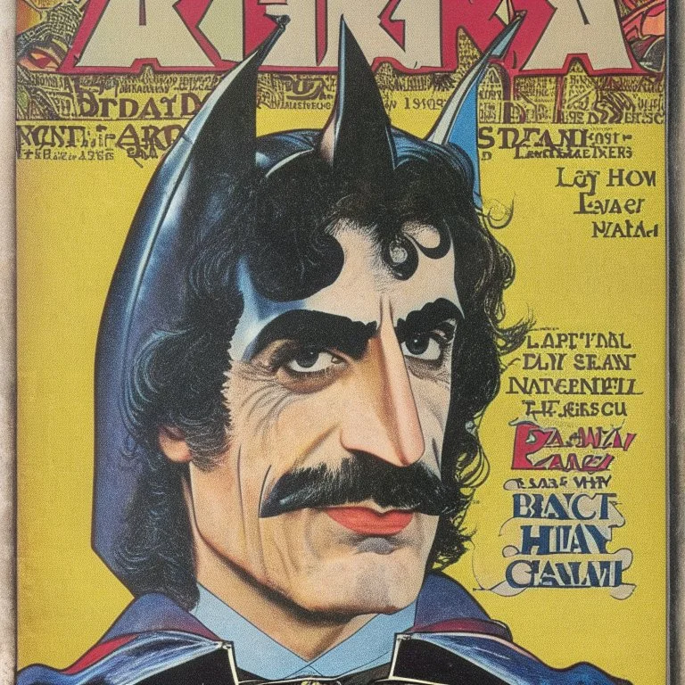 A 1980 medieval london comic cover of batman frank zappa magazine.