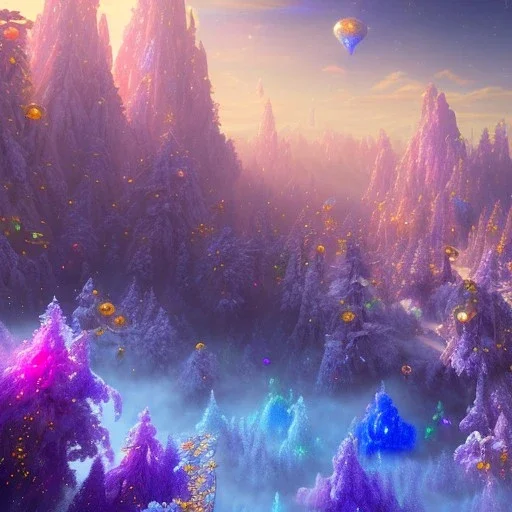 blue gold and violet landscape with multicolored crystals falling from the sky, full of details, smooth, bright sunshine，soft light atmosphere, light effect，vaporwave colorful, concept art, smooth, extremely sharp detail, finely tuned detail, ultra high definition, 8 k, unreal engine 5, ultra sharp focus