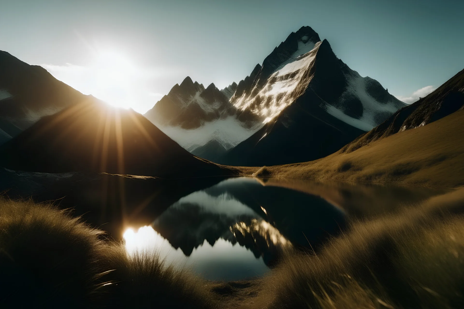 A sun, a mirror, and a falling mountain