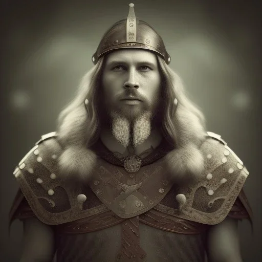 A viking with muscles and sharp swords, scary, steam punk, realistic, made in octane, cinematic, ultra-realistic, extremely detailed octane rendering, 8K, VRAY Super Real ar 2:3, dof photorealistic futuristic 50mm lens hard lighting dark gray tintype photograph, realistic lighting, sepia color