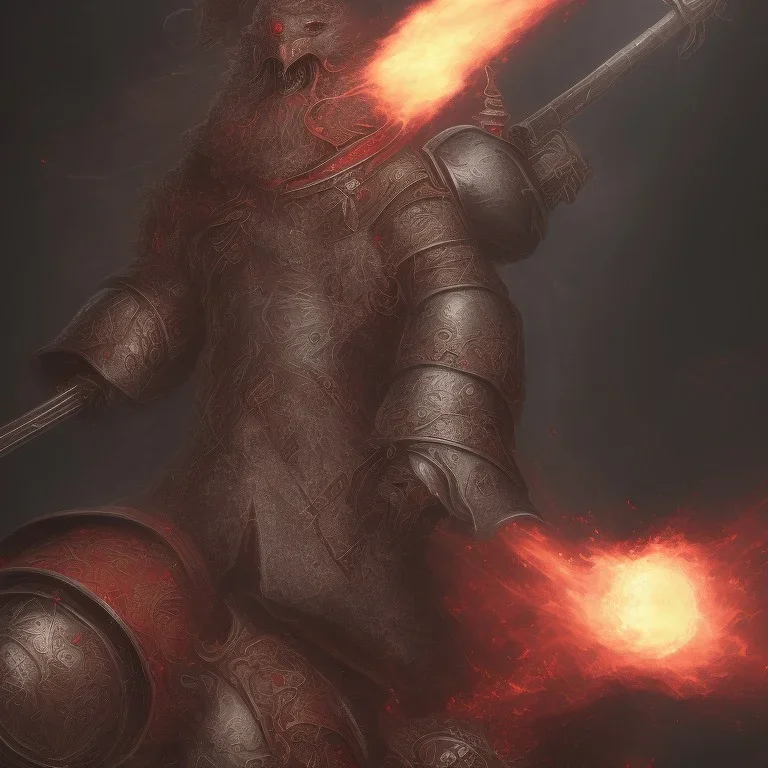 Knight guard. Magic scroll. Weapons. Tight. Damascus steel. Technical details. Red. Doom dark. Meteorite. Fire.