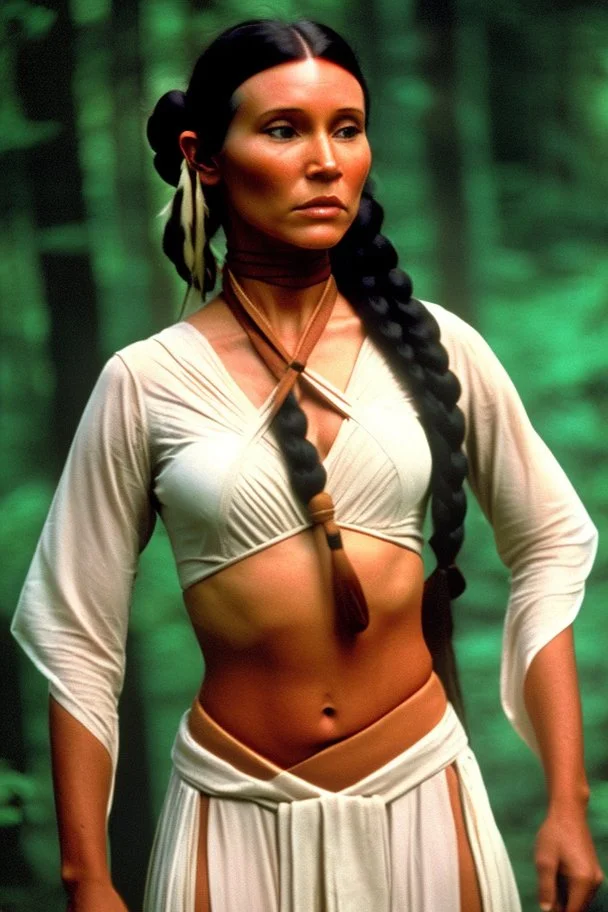 [Pocahontas, native indian] Pocahontas, in princess Leia's slave costume of the Return of the Jedi, close to Jabba the Hutt.