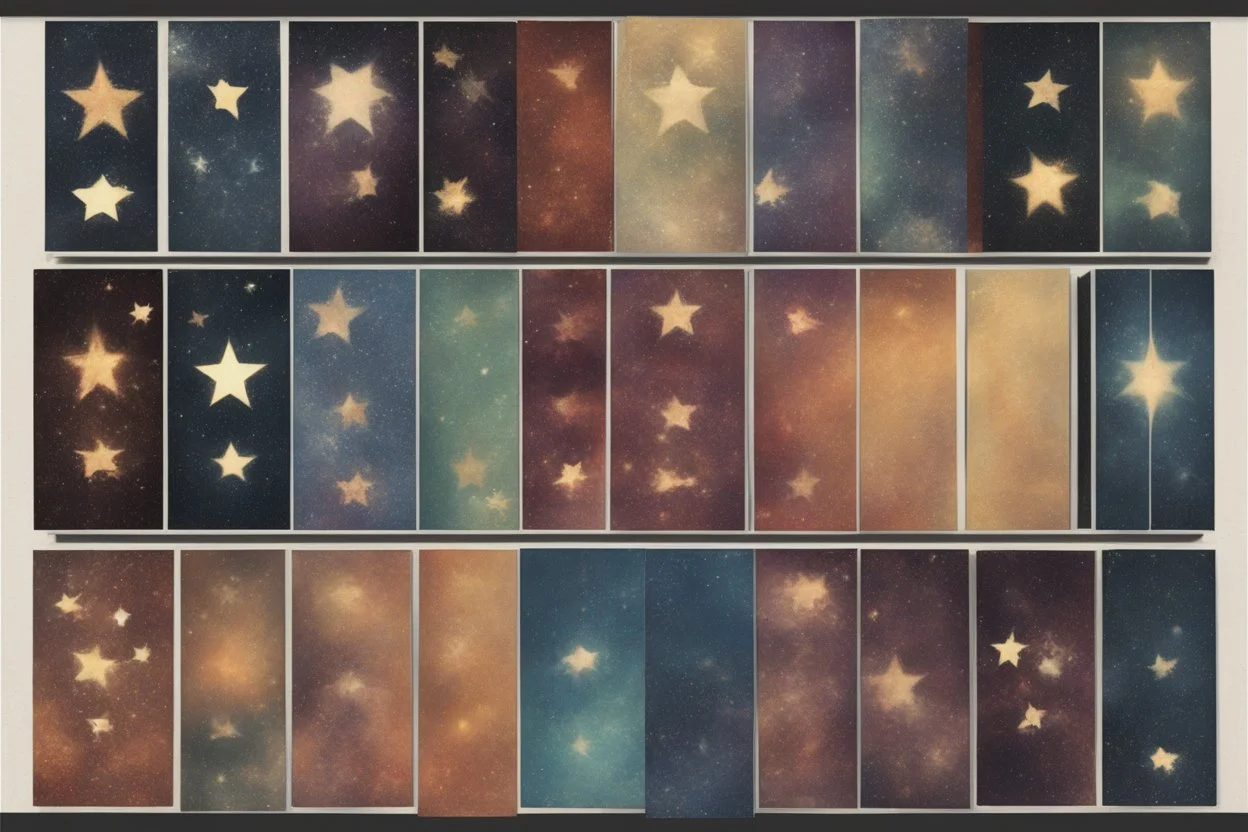 different variations of stars spash montage science book style