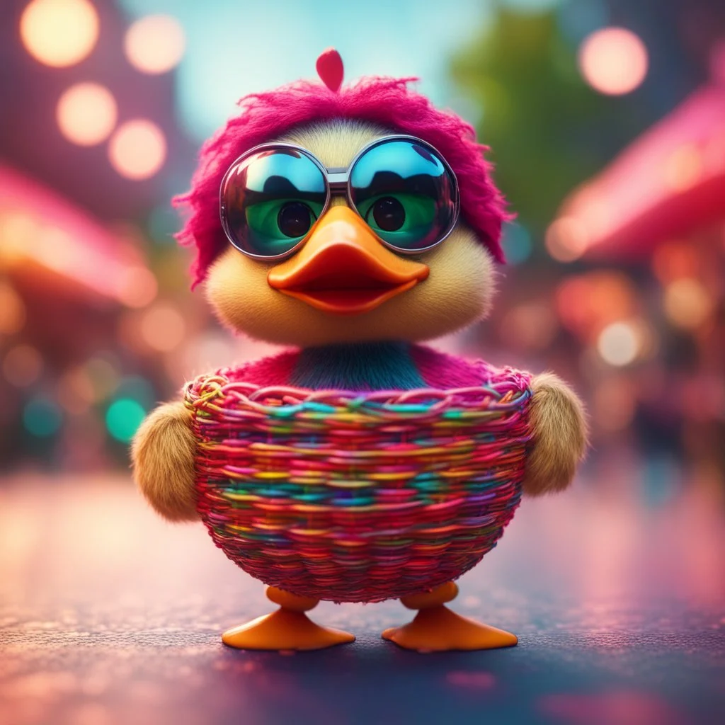 hairy groove funk ninja duck strawberry beast hippie with long eyebrows holding disco ball like a basket ball,bokeh like f/0.8, tilt-shift lens 8k, high detail, smooth render, down-light, unreal engine