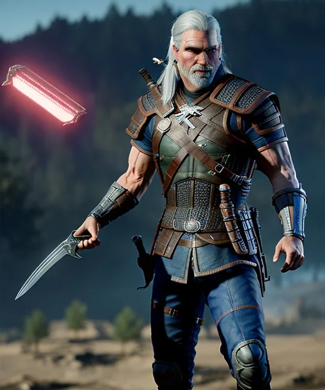 Geralt of rivia toddler, RoboCop, full body, steampunk, dramatic lighting, hyper realistic,