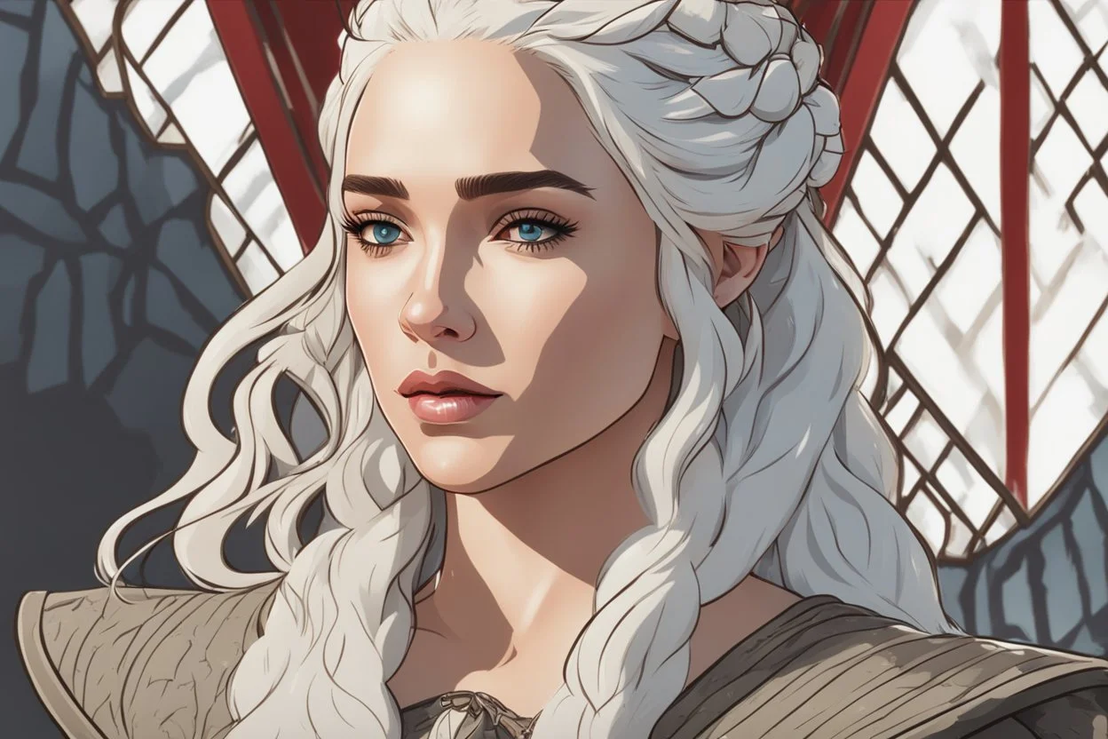 Daenerys Targaryen in 8k Afukuro cartoon artstyle , game of thrones them, white costum, winter, close picture, highly detailed, high details, detailed portrait, masterpiece,ultra detailed, ultra quality