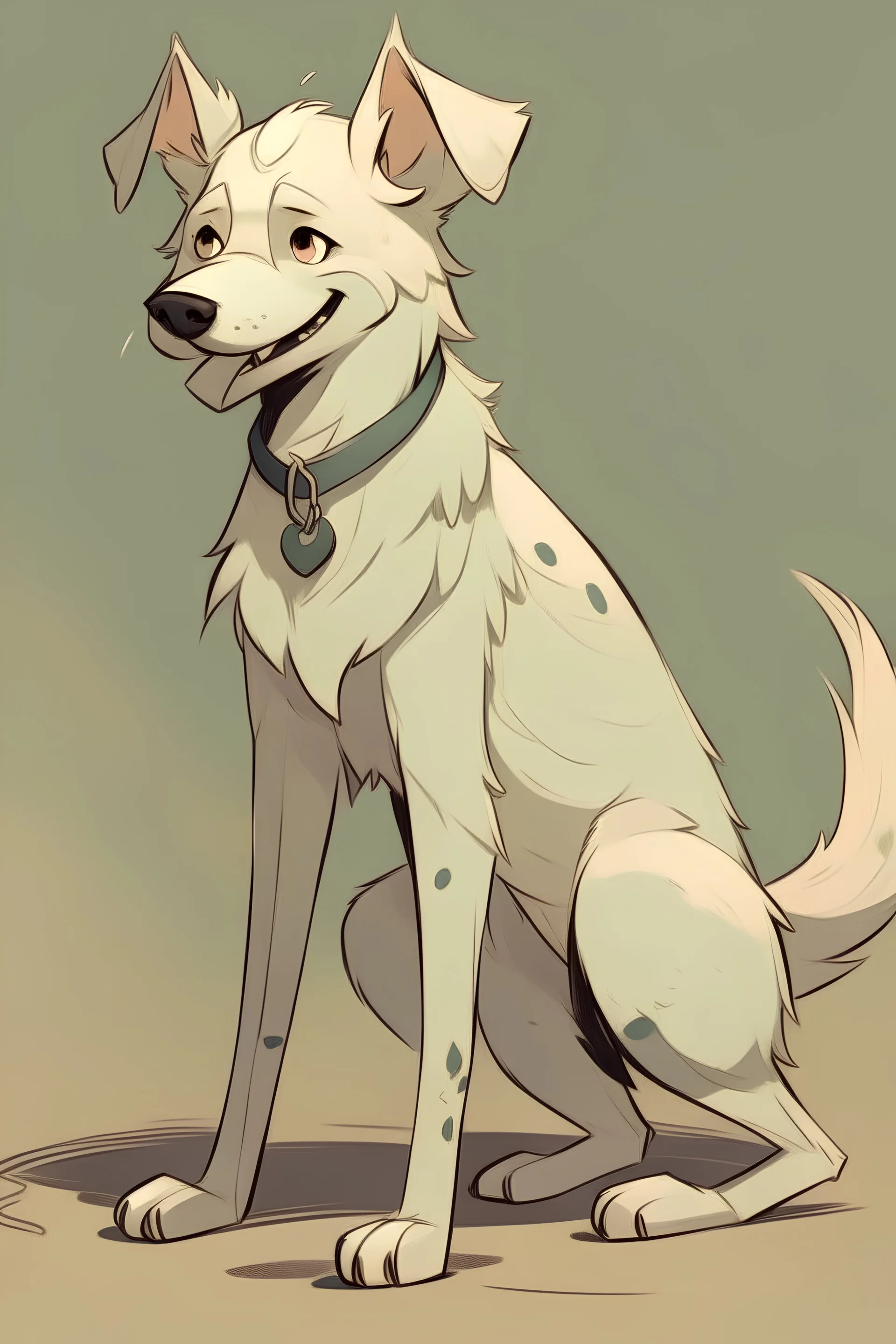 Stinky, one legged dog in anime style