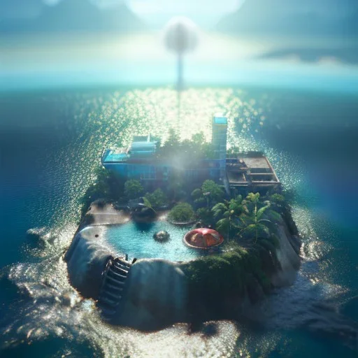 The Isometric Glass Tall Box Mini Model Little Real Island Mixed Water Fall Under Ocean Sunshine Summer Background Blue Sea, The Last Of Us / Avatar, Octane Render / ZBrush, Cinematic, IMAX Film, Nikon D750, 16K, Autostereoscopy, Anthropomorphic, Golden Ratio, Geometry, Symmetric, Depth Of Field, Highly Detailed, Ultra Realistic, Beautiful Lighting, Halfrear Lighting, Soft Light, Candoluminescence, Cast Shadow, Reflective, Glow, Translucent, Normal Map, Carbonated --testp