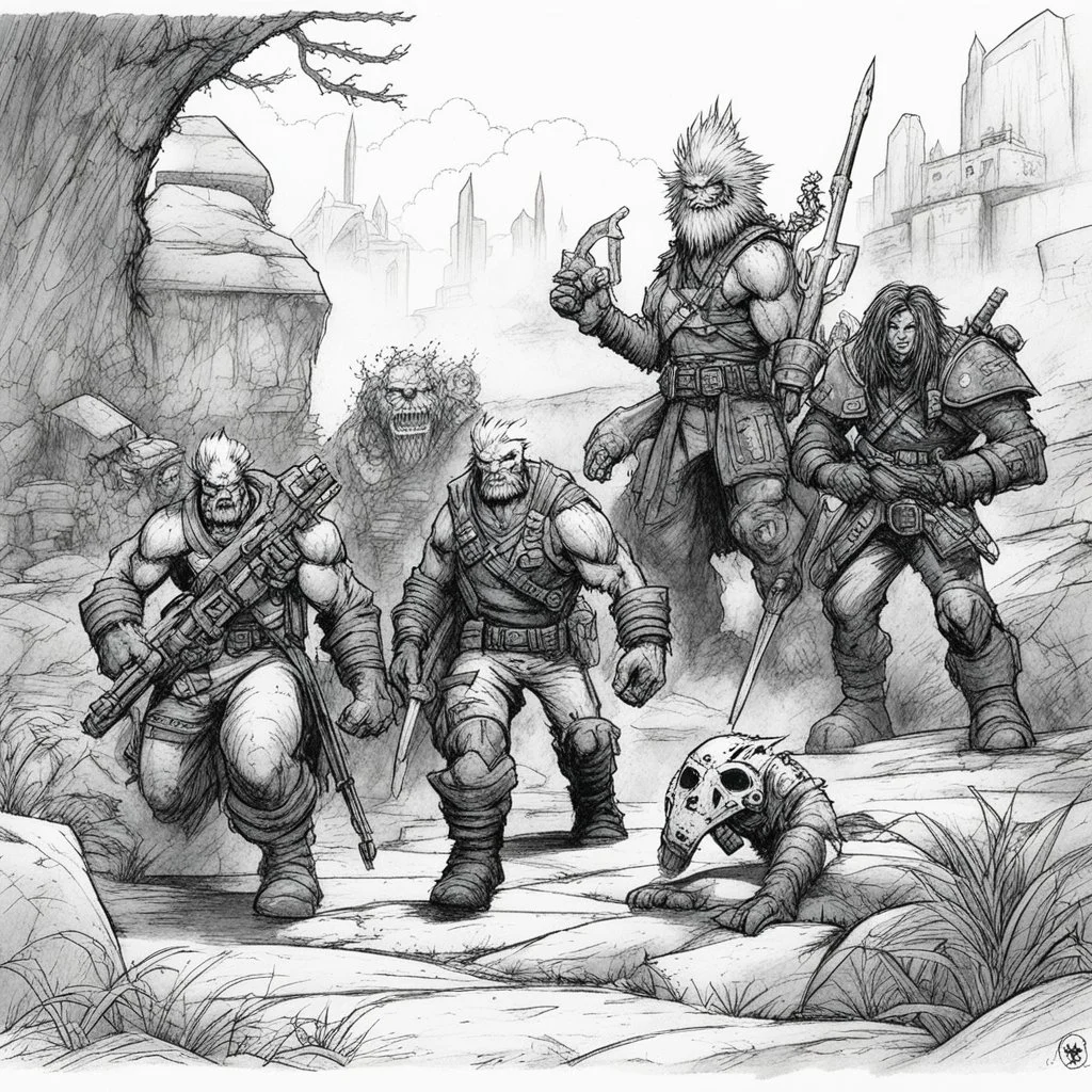 [illustration by Kevin Eastman and Peter Laird] Into the Radlands concept art Mutants