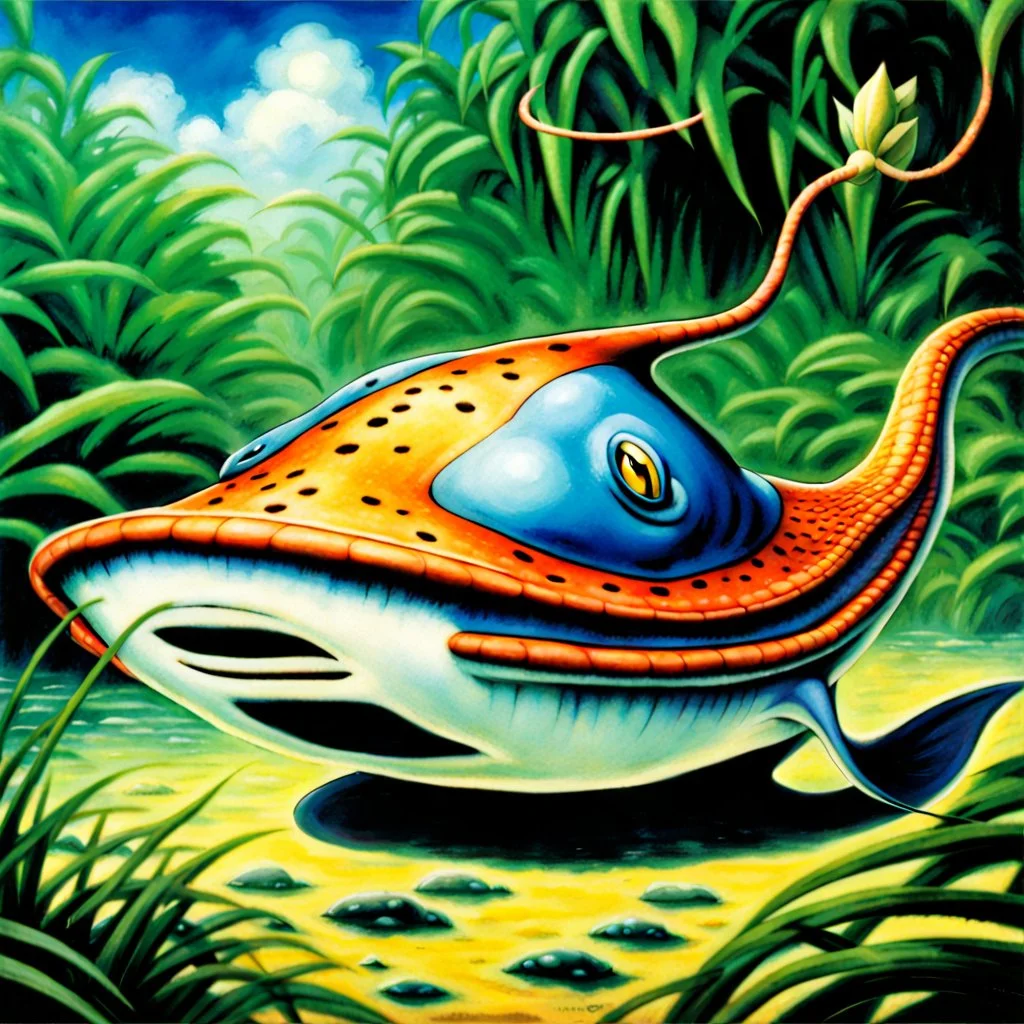 fantasy 90's tcg art of shiny stingray