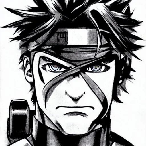 Solid Snake, Manga Drawing, by Hirohiko Araki