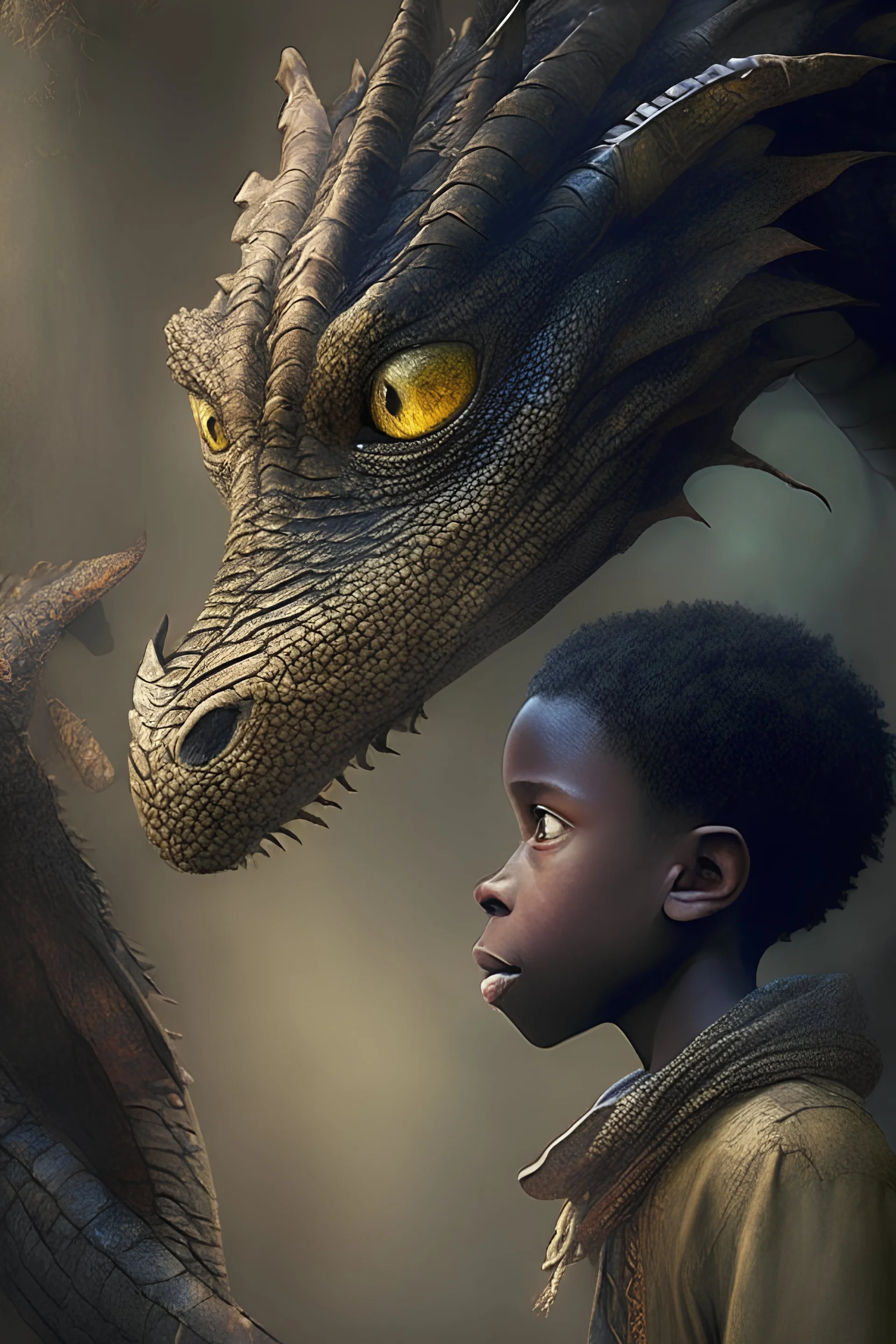 The Enchanted Encounter of an African boy and a dragon