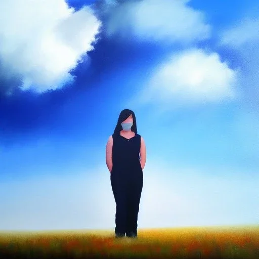 Full body portrait, painting, medium shot lady background, miground volumetric cloud