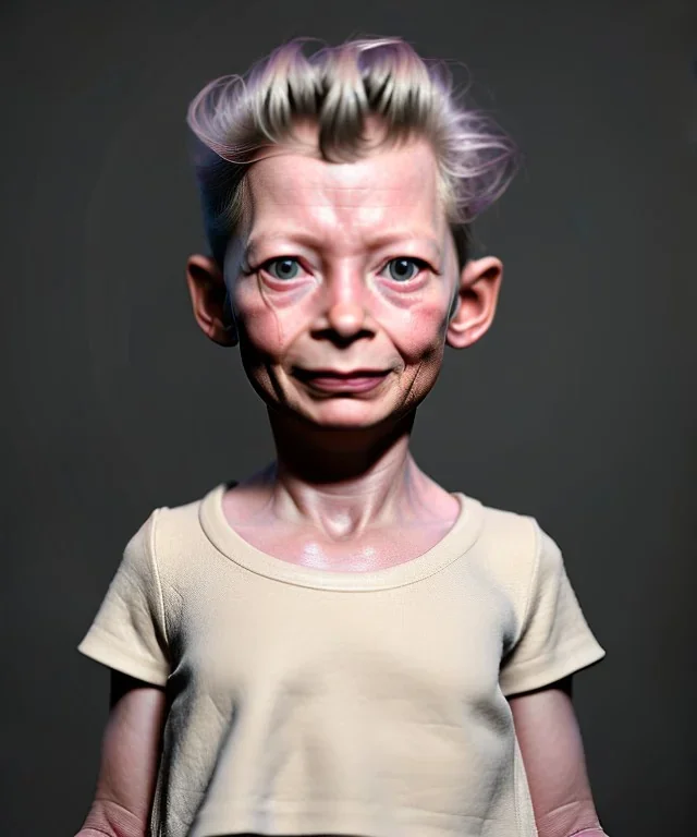 Tilda swinton toddler, full body, dramatic lighting, hyper realistic