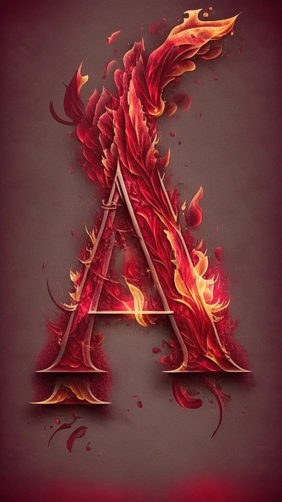 letter A burgundy fire vector