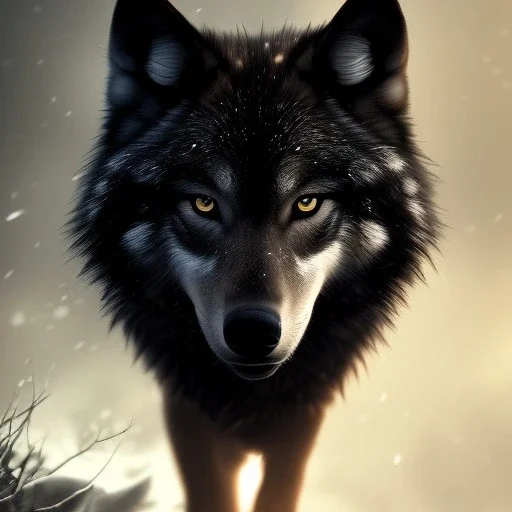 Black Wolf, huge, black, red eyes, 8K, cinematic lighting, sharp focus, masterpiece, expert