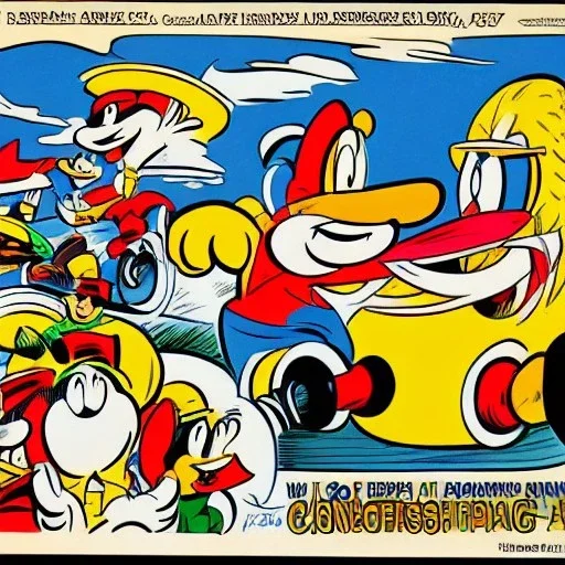 Wacky race cartoon by Carl Barks