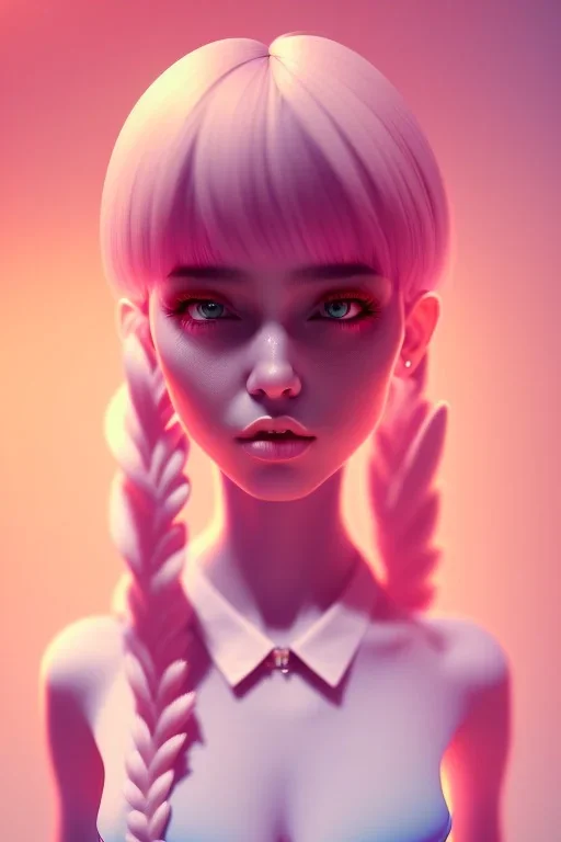 isometric clean art of super cute girl, soft lighting, soft pastel gradients, high definition, 3d icon clay render, blender 3d by edgar allan poe