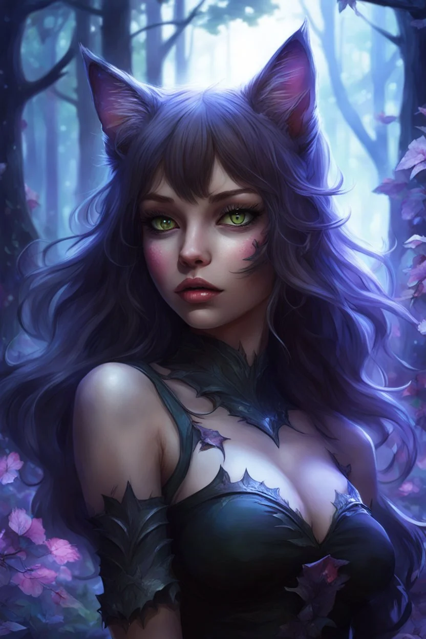 CAT GIRL, FANTASY, FORESTY