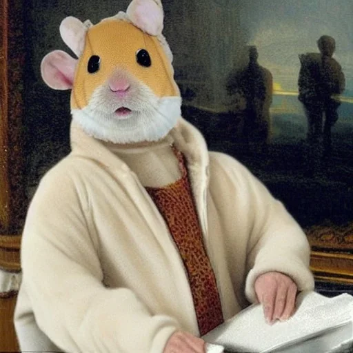 Joe biden in a hamster onesie painted by da vinci