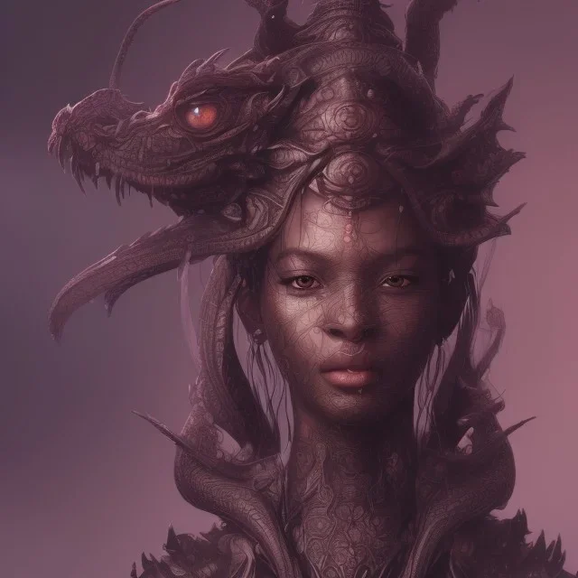 sango fantasy, fantasy magic, intricate, sharp focus, illustration, highly detailed, digital painting, concept art, matte, artgerm and paul lewin and kehinde wiley, masterpiece sexy lips Asian afro lips black African lady body Asian Dragon head silver bright rain lady outer space pretty skull head