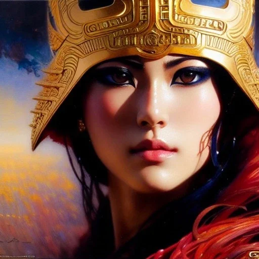 portrait beautiful face 'Mamiya-Fist of the North Star',busty,ancient metal armor balanciaga fashion clothe painting by gaston bussiere, greg rutkowski, yoji shinkawa, yoshitaka amano, tsutomu nihei, donato giancola, tim hildebrandt, oil on canvas, cinematic composition, extreme detail,fit full head inside picture,16k