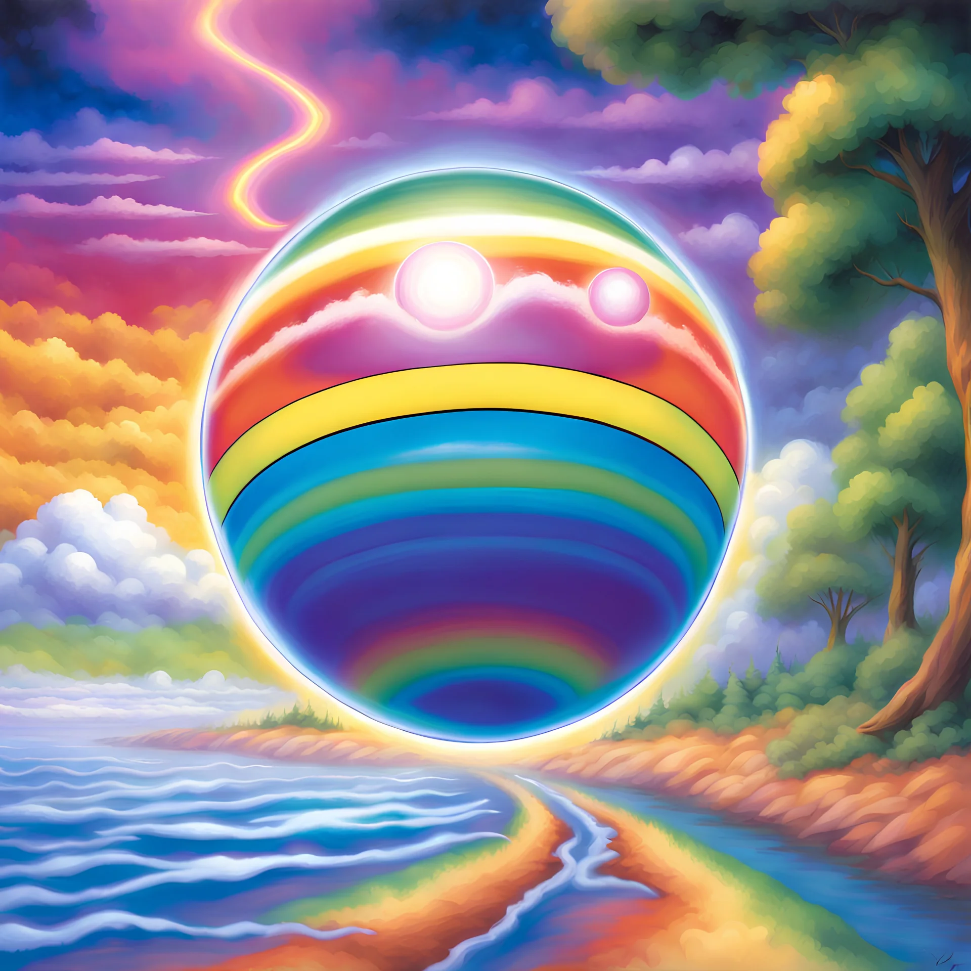 fantasy 90's tcg art of a rainbow dream orb