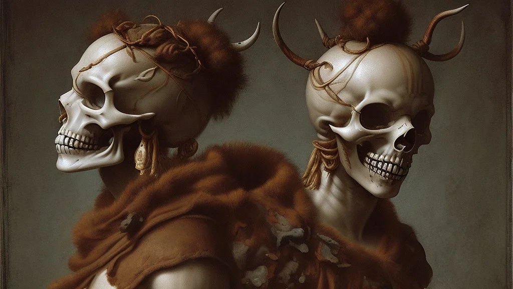 warrior wearing dear skull by Andrea del sarto