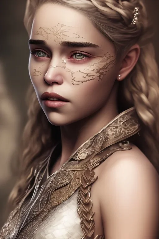 full portrait body, emilia clarke, maximum quality, maximum detailed, intricate, viking clothes, colored makeup, 8k, light effetc, fog, particles,