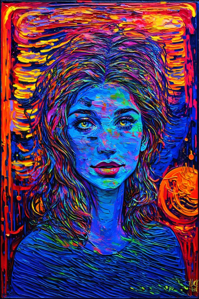 Time stretched under Mars REtrograde; Lowbrow, electric neon Post-Impressionist painting