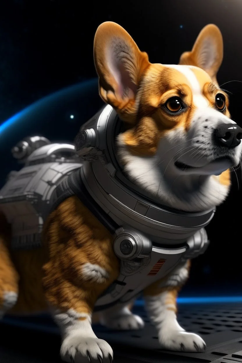 Corgi tortoise lifelike in space