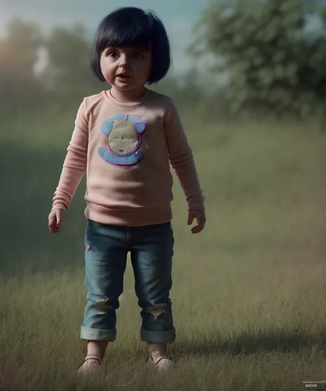 Agnes varda toddler, full body, dramatic lighting, hyper realistic