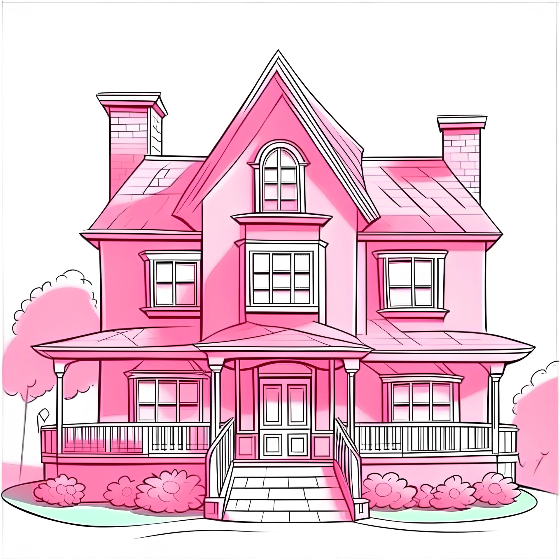cartoon house draw pink mak perfect