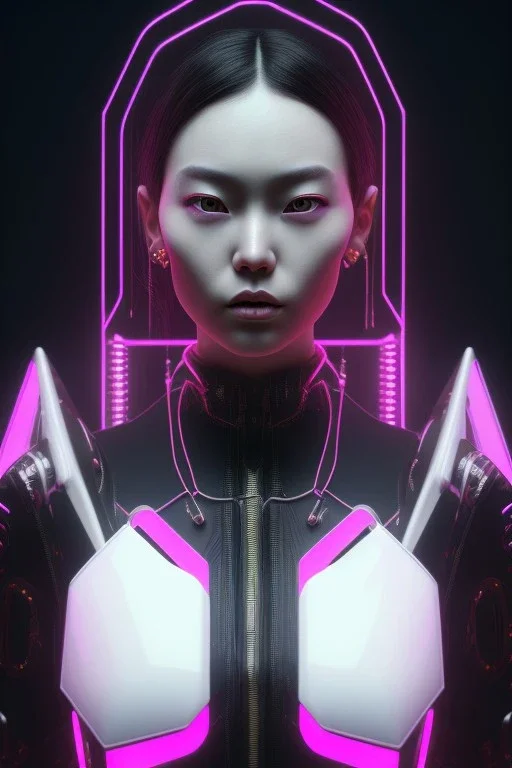 Portrait, Front image, cyberpunk Asian woman with rabbit mask, black pink color, latex dress, highly detailed, concept art, smooth, unreal engine 5, god rays, ray tracing, RTX, lumen lighting, ultra detail, volumetric lighting, 3d, finely drawn, high definition, high resolution.