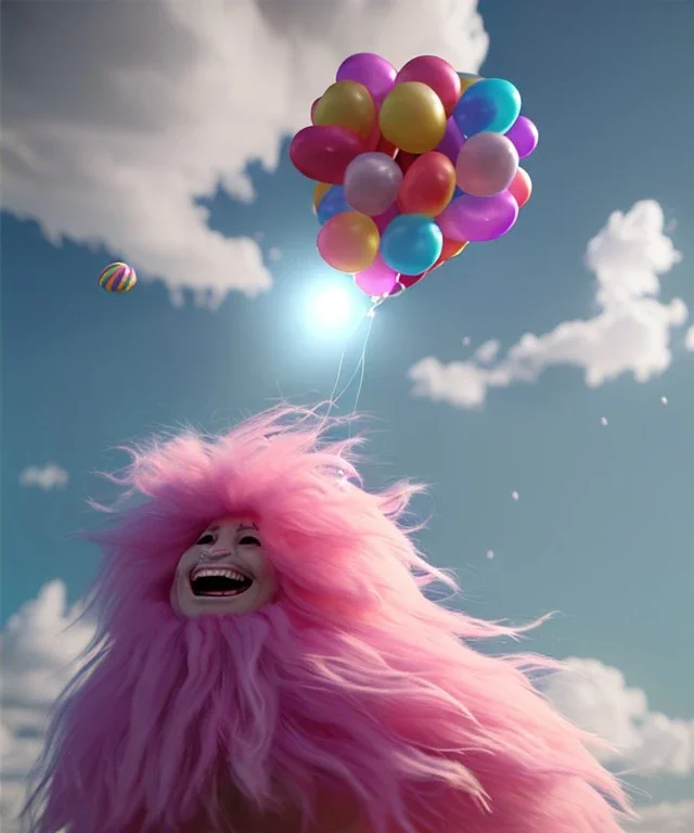 Ultra realistic speed clouds sky scene, wide angle view, sweet women falling down, inflatable color clothing, free jumping flying, many trinkets, hair monster, many jelly beans, balls, color smoke, smile, happy, circus style, extreme, wind, clouds sea, 20,000 feet altitude, stratosphere, soft color, highly detailed, unreal engine 5, ray tracing, RTX, lumen lighting, ultra detail, volumetric lighting, 3d, finely drawn, high definition, high resolution.