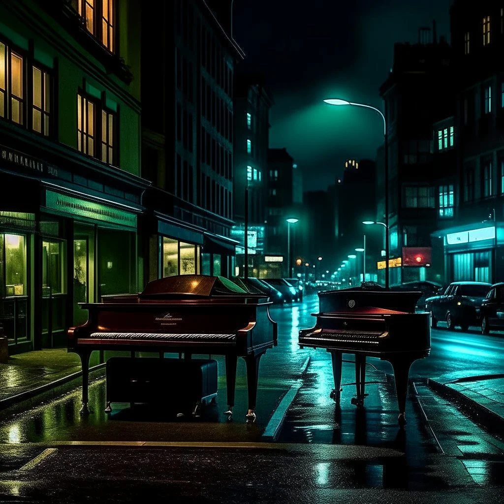 jazz vibes, city at night, lonely, dark colours