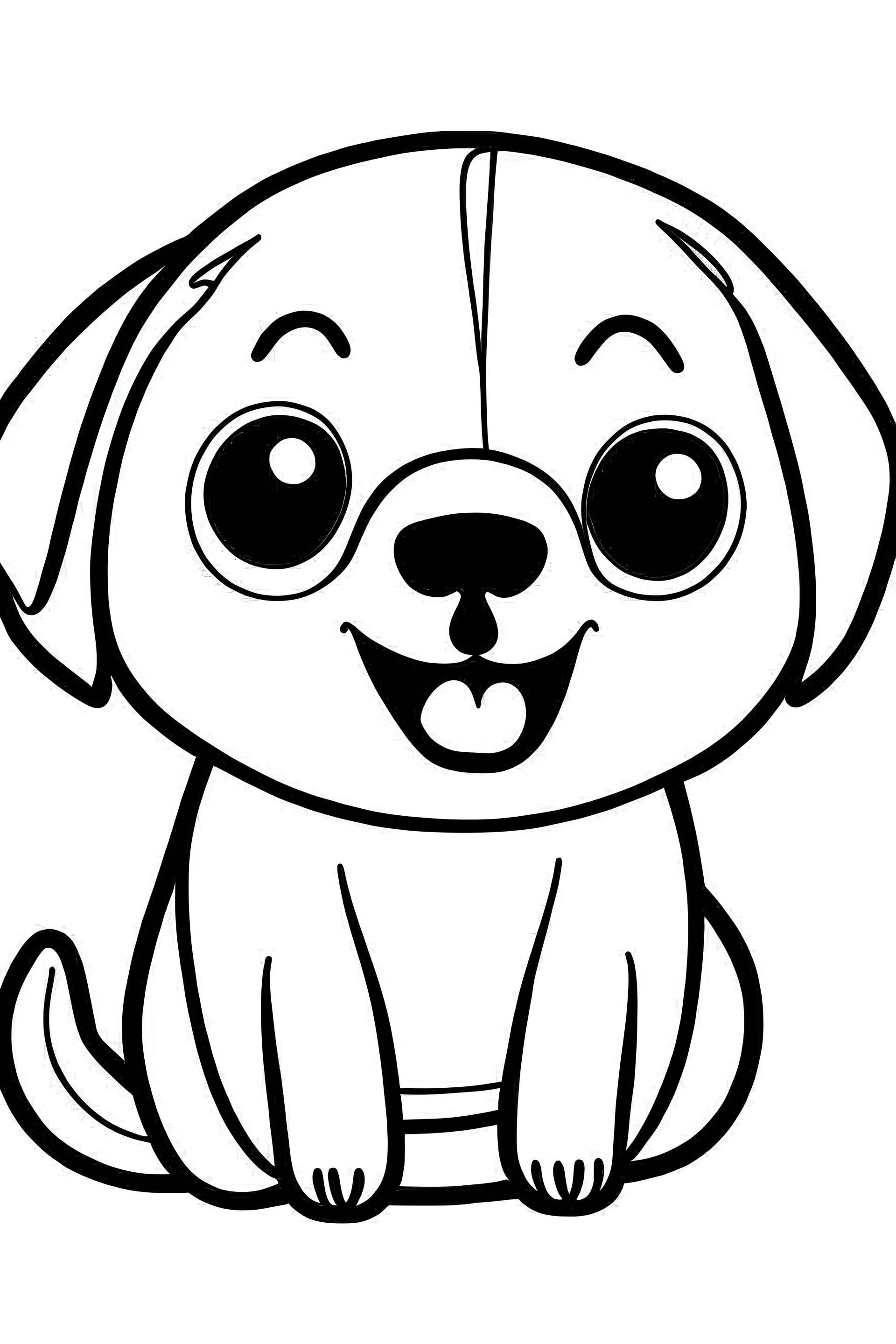 Adventure time cartoon style cute dog simple outline vector art coloring page