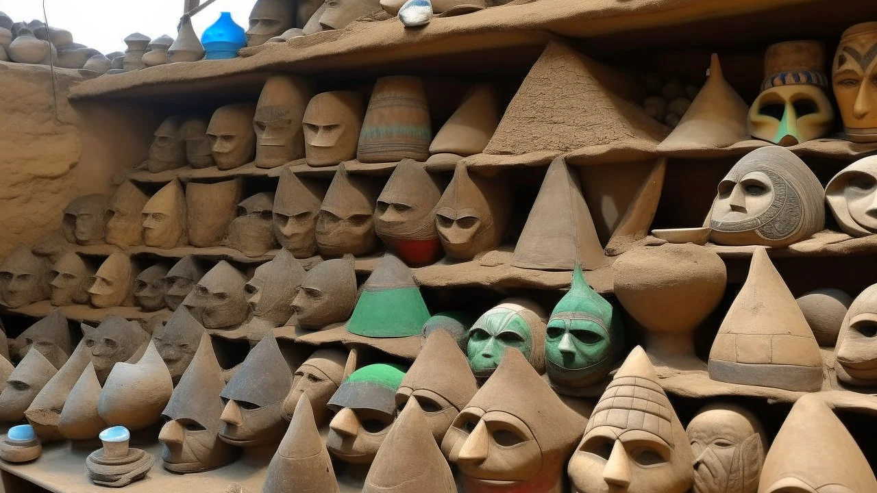 Pyramids filled with pottery and masks