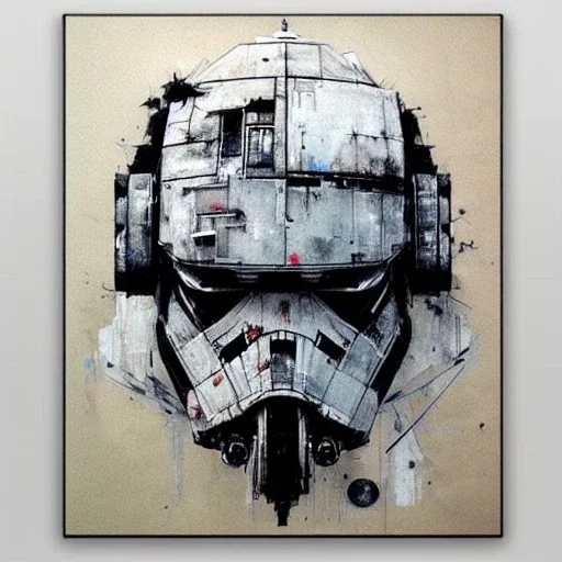 photorealistic at-at pilot helmet with weathered painting , illustration on coarse canvas by <agnes cecile> and <Yoji Shinkawa>, ornate and intricate details , soft smooth lighting, ultra detailed concept art,