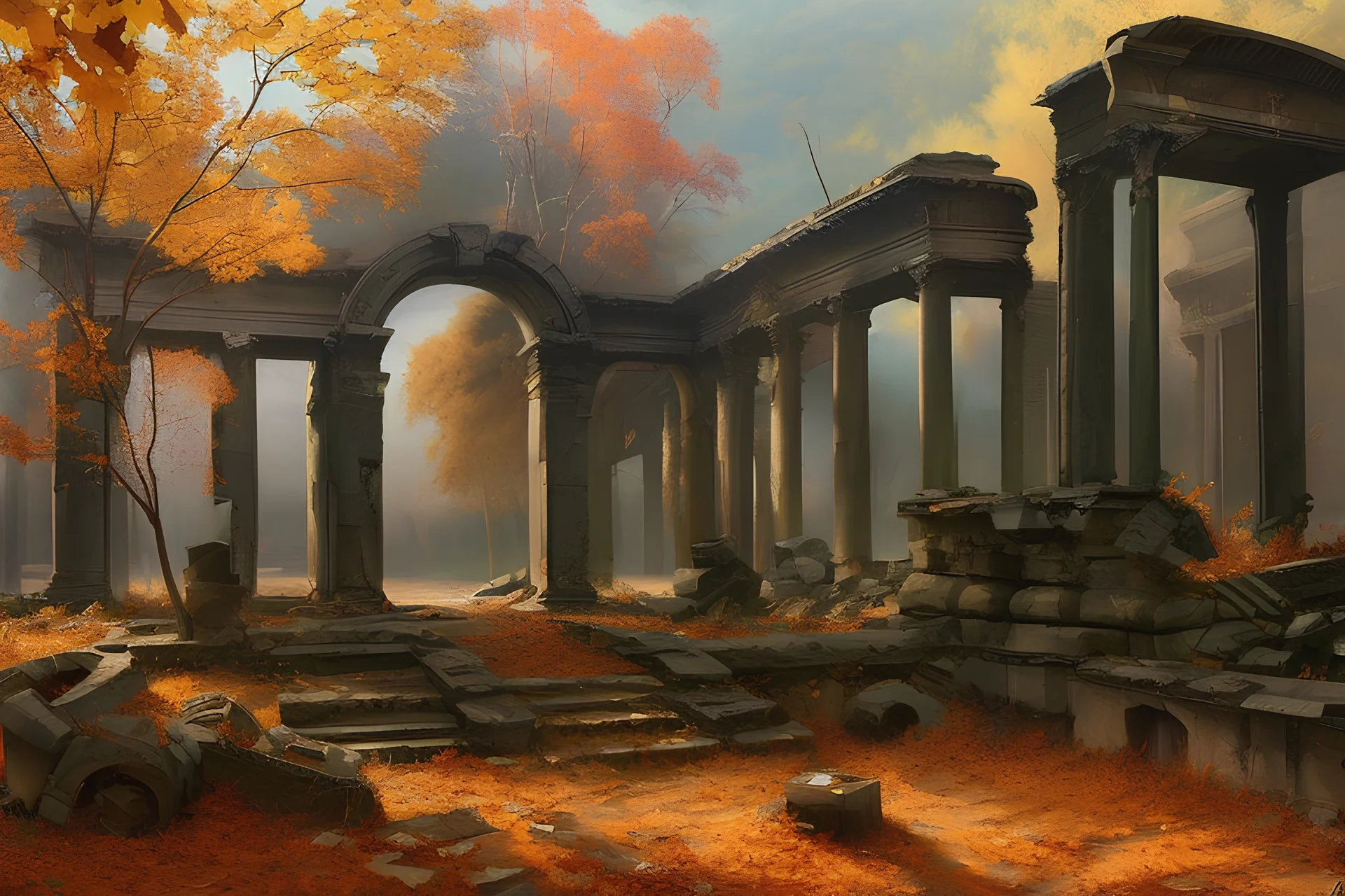 Autumn Bank in ruins by pantormo