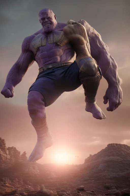 The mighty Thanos throwing the moon