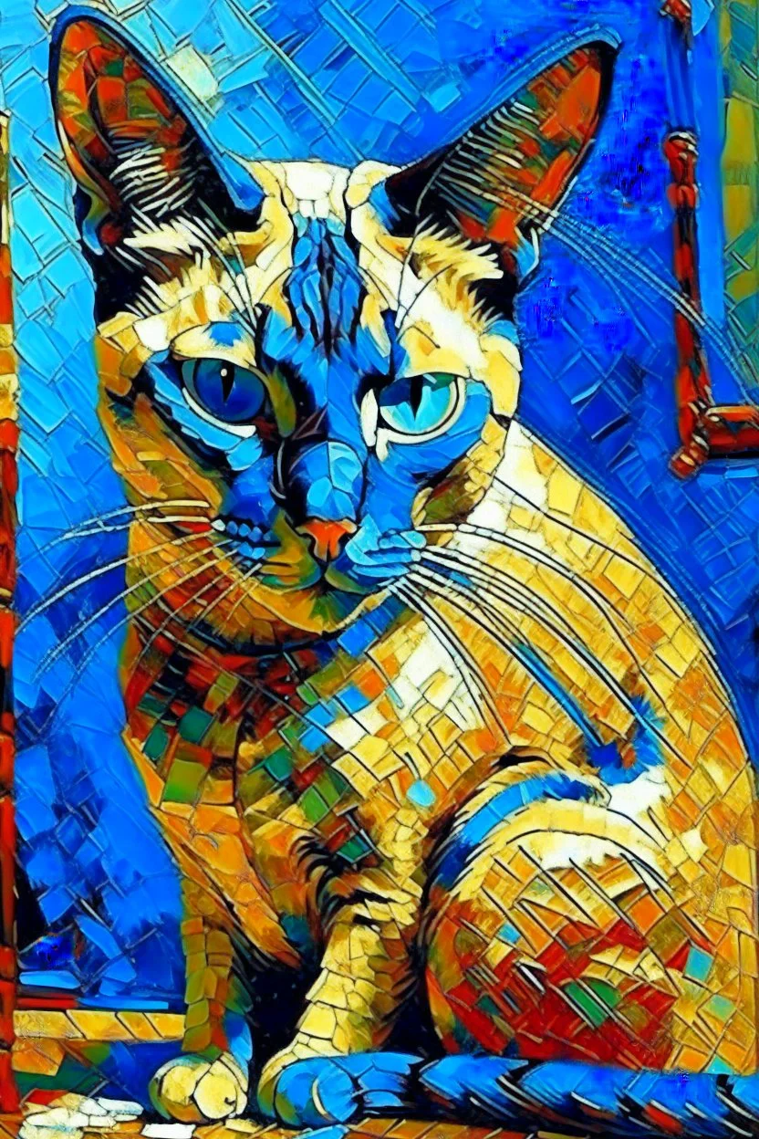 Portrait of Siamese cat by Van Gogh