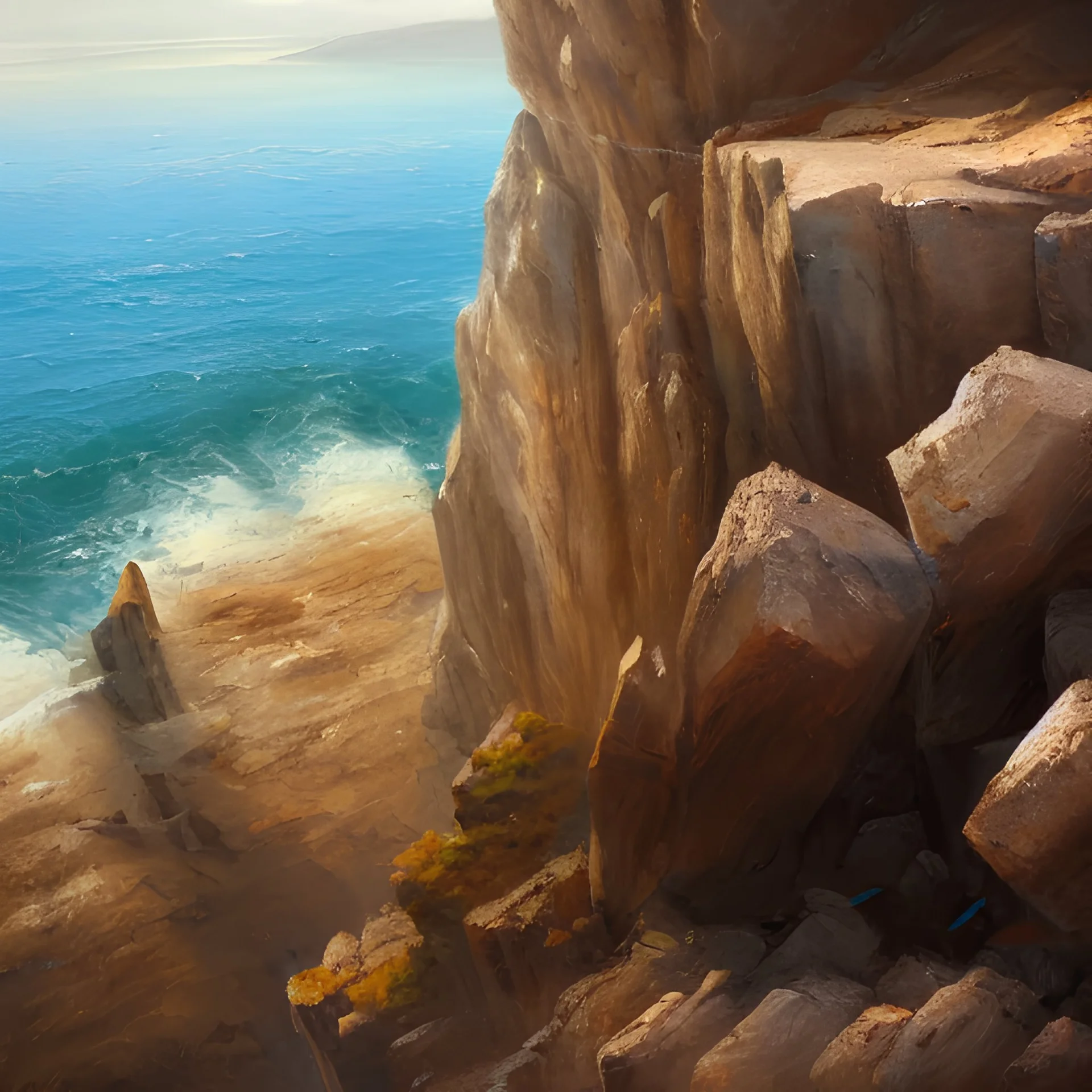 concept art of cliffs, hard rocks, oil painting by jama jurabaev, extremely detailed, brush hard, artstation, for aaa game, high quality, brush stroke