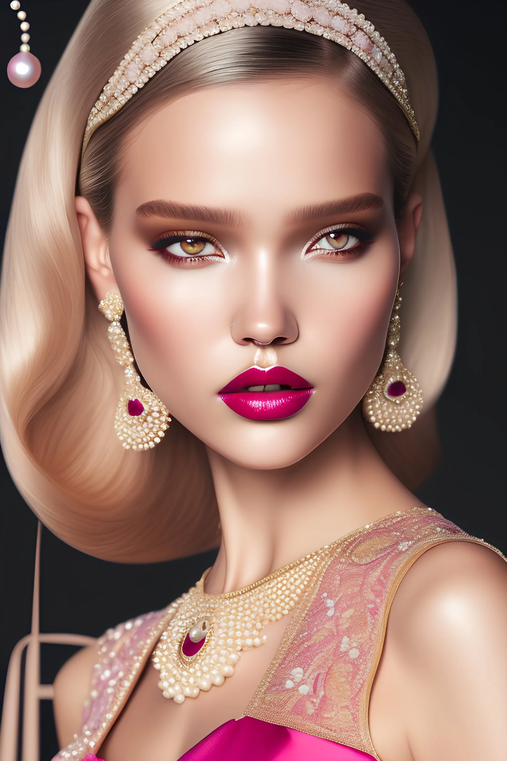 beautiful Sasha Luss with pearls pink silk dress with glossy lipstik on her lips,wearing pearls mask Photorealistic dramatic hyperrealistic criyng clown paint ,Crystal black eyes, elegant,Photorealistic dramatic by WLOP, Artgerm, Greg Rutkowski, Beautiful dynamic,shadows,Artstation,concept design art, Octane render,8K