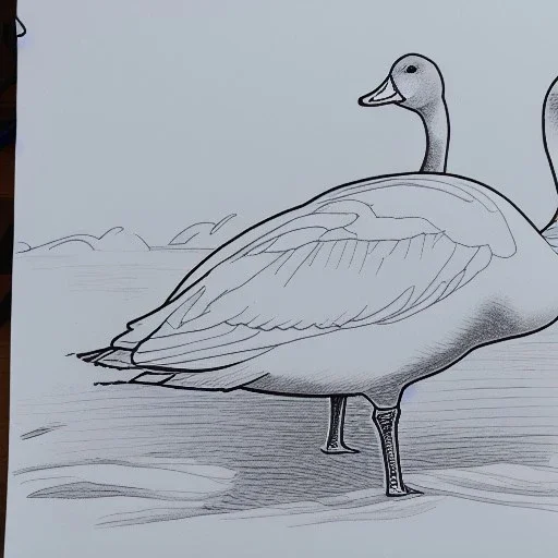 line drawing of a snow goose