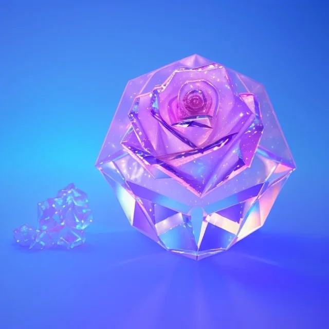 transparent crystal rose, crystallized,Holographic Simulation, cinema lighting, cinema 4d, octane render, 3d render, incrate detailed,fantasy art, photo realistic, shinening light,moonstone crystal bird, iresendent, shine, epic