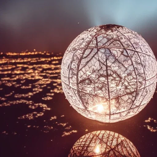 Cinematic shot of lace crystal sphere