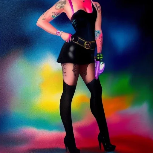 Full body portrait, painting, medium shot lady Gadgetpunk