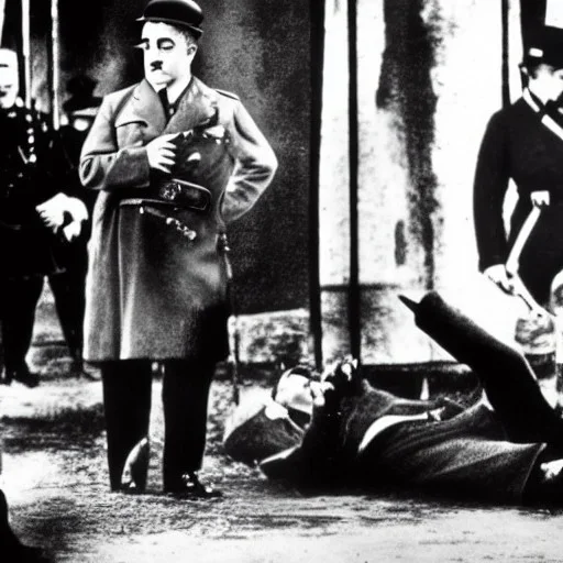 Chaplin shoot Hitler in the belly