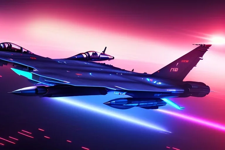 Fighter Jet, Cyberpunk, Neon, Neon Light